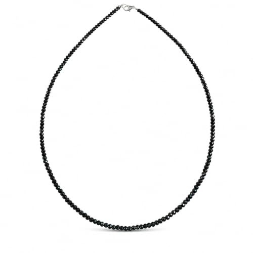 I-be, Edelstein-Halskette-Collier Schwarzer Spinell, 925 Sterlingsilber Karabinerverschluss im Geschenketui