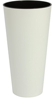 Edle Blumenvase Blumentopf Pflanzeinsatz Pflanzsäule matt weiss TUBUS Kunststoff h-760 m