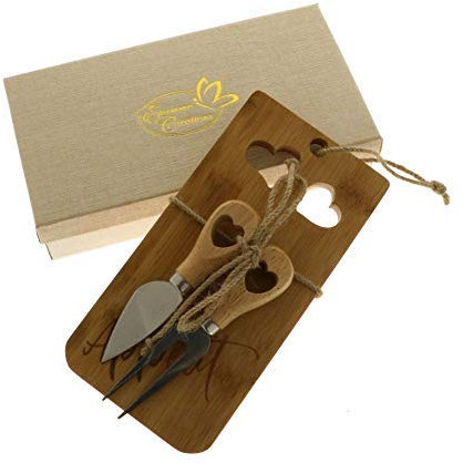 Publilancio srl Gusto Set Formaggio con Tagliere Legno 10x20cm Scatola Regalo BOMBONIERA