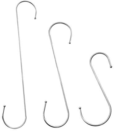 10 Stück Edelstahl S-Haken in 10 verschiedenen Größen (130mm)