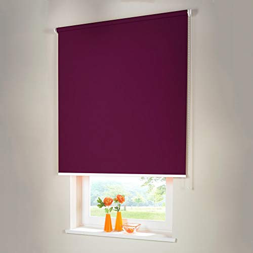 Sonnenschutz-HH® - Seitenzugrollo Verdunkelungsrollo - Außenmaß Breite 205 x 90 cm Höhe lila - Lichtundurchlässig Blickdicht Rollo für Abdunkelung Kettenzugrollo inkl. Universalträger