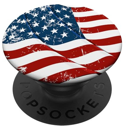Patriotische Flagge Amerikas USA beunruhigt PopSockets PopGrip: Ausziehbarer Sockel und Griff für Handys/Tablets mit Tauschbarem Top PopSockets Klebender PopGrip