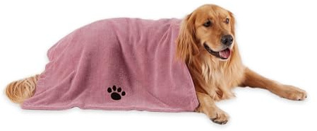Bone Dry Pet Grooming Towel Collection Absorbent Microfiber X-Large, 41x23.5, Embroidered Rose
