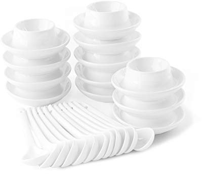 Holst Porzellan Juego de hueveras de Porcelana con Bandeja y Cuchara, 24 Piezas. Home, Blanco, 12 Eier