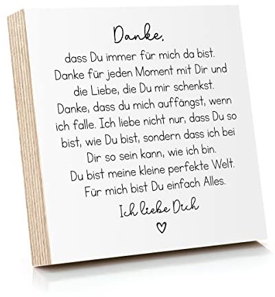 ARTFAVES® Holzbild mit Spruch - Danke, dass Du immer für mich da bist | Deko Geschenk zum Thema Dankbarkeit/Freundschaft/Liebe/Familie/Größe: 14,8 x 14,8 cm