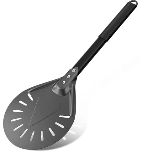 G.a HOMEFAVOR 7 Zoll Perforierte Pizzaschaufel, Hart Eloxierter Aluminium Pizzaschieber Mit Rutschfestem, Hitzebeständigem Griff, Pizzaschaufel Für Hausgemachtes Pizzabrot