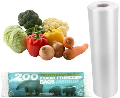 Bargain House 200 x Medium Food and Sandwich Bags, Fridge Freezer Food Bags Rolls, Kids Sandwich bags, Clear Plastic Food Bags All Types of Food Preservation, Keep Food Fresh