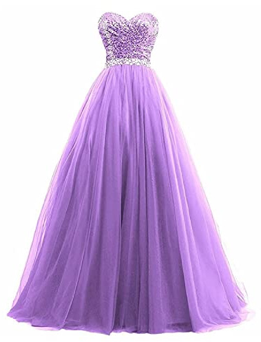 yhfshop Long Bridesmaid Evening Dress,Tube top sequined long beaded party banquet dress,Lilac,20,Prom Bridesmaid Long Dress