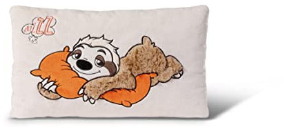 NICI Kissen Faultier Wave Dave rechteckig 43x25cm– Flauschiges Kuscheltierkissen Faultier-rechteckiges Stofftierkissen, 48574, Beige