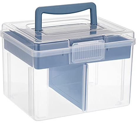 IGNPION Clear Craft Stapelbare Aufbewahrungsbox mit Ablageschale, Kunststoff, 6 Fächer, Mehrzweck-Aufbewahrungsbehälter zum Aufbewahren und Organisieren von Spielzeug, Kunsthandwerk, Schreibwaren,