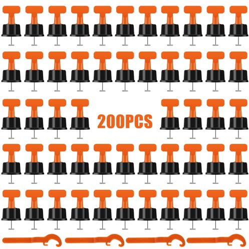Fliesen-Nivelliersystem-Set, wiederverwendbare Fliesen-Abstandshalter mit 4 speziellen Schraubenschlüsseln und abziehbarer Stahlnadel, Fliesen-Nivellierwerkzeug-Set für Wand, Boden, Keramikfliesen