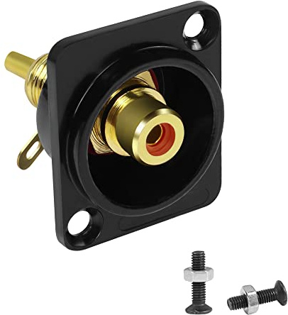 QIANRENON Plaqué Or RCA Panneau Montage Adaptateur Femelle à Souder Borne AV Connecteur Prise, D-Panel/XLR-Panel Montage, pour S/PDIF TV Audio Vidéo Haut-Parleur Amplificateur, Rouge