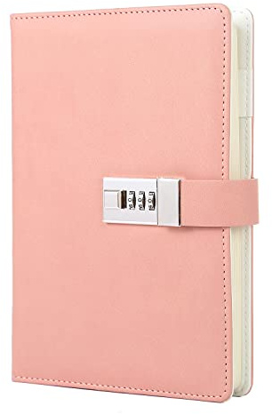 Dzhzal Tagebuch mit Schloss für Damen, Mädchen, Teenager, Kinder, Kunstleder, persönliches Tagebuch, Nachfüllbar, Liniertes Papier, Passwort-Notizbücher A5