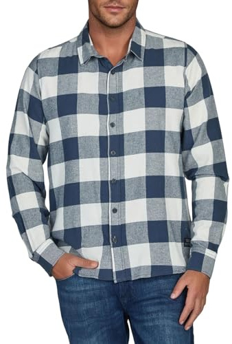 riverso Camisa de franela para hombre de manga larga a cuadros, corte regular, RIVArne, camisa de leñador, camisa a cuadros, 100% algodón, gris, marrón, amarillo, rojo, verde, S, M, L, XL, XXL, 3XL