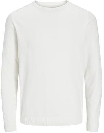 Jack & Jones Pull en Tricot à col Rond pour Homme - Couleur Unie - Col Rond, Cloud Dancer, S