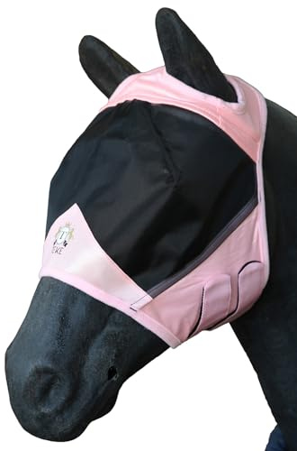 T TEKE Fine Mesh Horse Fly Mask w/No Ears, UV Blocking 3D Eye Visor with Extra Fleece Cushioned Forehead, Protection from Insect Pests