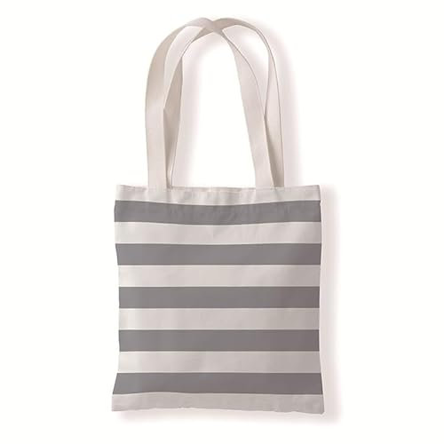 Jutebeutel Gestreift Grau Beige Tote Bag Baumwolle Hanf Stoffbeutel Große Kapazität Stofftasche Faltbar Jutetasche Langlebig Baumwolltasche Bedruckt Stoffbeutel zum Bemalen Waschbar 30x40cm/1 Pcs