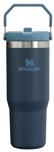 Stanley IceFlow - Vaso de acero inoxidable con popote abatible a prueba de fugas, botella de agua aislada al vacío para casa, oficina o auto - Frío por 12 horas o con hielo por 2 días, 30 onzas, azul