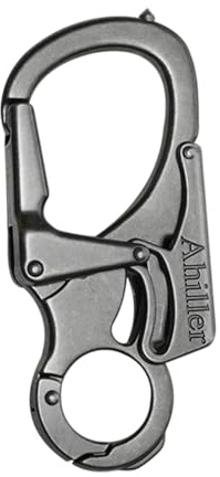 Ahiller 3 Carabiner Keychain Clip, Rugged Alloy Double Lock Design - Tungsten Steel Spike - Multi Tool Caribina, Small Key Ring Clip for Camping Hiking Fishing Outdoor Survival [Gunmetal-1P]