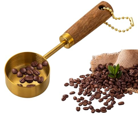weiting Cucchiaio dosatore in metallo con manico in legno – Misurino dorato, per la decorazione della cucina e utensili per cucinare e cuocere