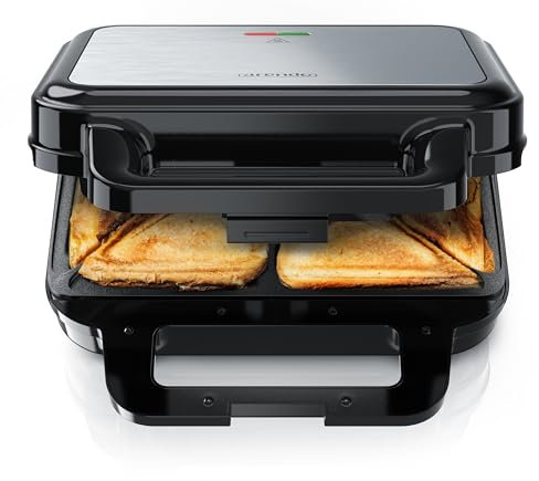 Arendo - Sandwichmaker mit abnehmbaren Platten - Antihaftbeschichtung - BPA frei - Temperaturkontrolle – Sandwich Maker - Sandwichtoaster für große Toasts