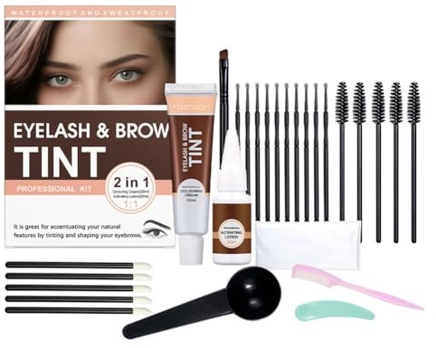 2 In 1 Lash & Brow Tint Kit - Semi-Permanent Eyelash & Eyebrow Dye, Complete Tools, Lasts 4-6 Weeks (Black)