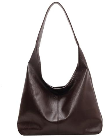 CXINLky Umhängetasche Damen, PU Leder klein Tragetasche Schultertasche Weiches Hobo Handtaschen Uni Tasche Handtasche Shoulder Bag for Women-Kaffee