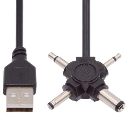chenyang 4 in 1 DC 5V 5.5x2.1mm 4.0x1.7mm Mono 3.5mm 2.5mm auf USB 2.0 Netzstecker Hohlstecker Ladekabel 1,5m