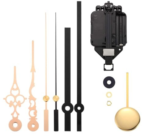 Fenteer Reparatur des Pendeluhrwerks, DIY-Teil, Pendeluhr-Kit mit 2 Paar Zeigern für rahmenlose Gemälde, Uhr für Zuhause und Wohnzimmer, Schaft 20mm