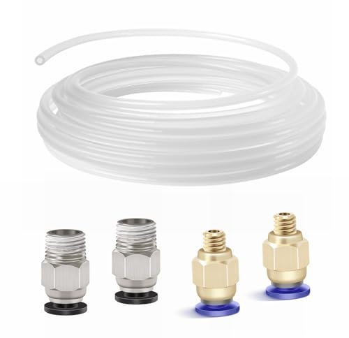 PTFE slang, 4 meter professionell 3D-skrivare, 4 mm, PTFE Teflon Tub, 4 meter teflonslang, tillbehör för 3D-skrivare, extruder för 1,75 mm 3D-skrivare, filament (4 meter PTFE PC4-M6 + PC4-M10)
