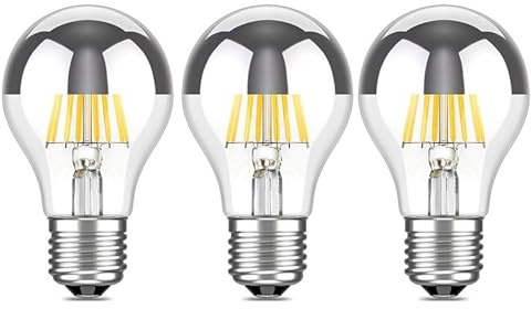 Leo's Light A60 LED Edison Lampe 10W, Silberne Kopfspiegellampe LED Glühbirne, LED Filament Lampe 950LM Leuchtmittel E27 2700K Warmweiß, ersetzt 100W, 3 Stück