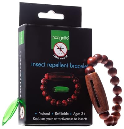 Incognito Mosquito Repellent Bracelet Refillable Wooden Small | Natural citronella mosquito repellent wristband with replaceable capsule; reusable and lightweight for travel and outdoors.