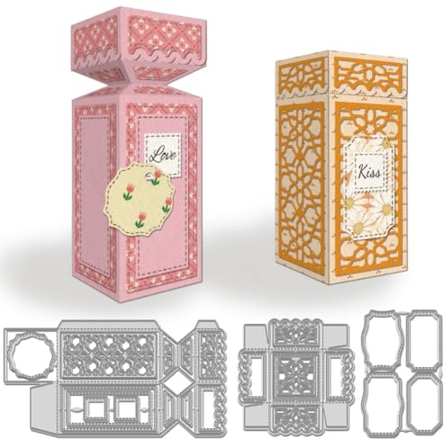 WADORN 3 Stück 3D Parfümboxen Metall Stanzformen. Metall Stanzschablonen Mit Geschenkbox Rahmen Bonbonbox Prägeschablone Stanzvorlage Für Karten Scrapbooking Papierbasteln Alben Briefmarken