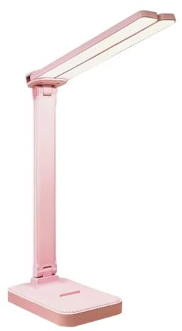 Joselin Lámpara de Escritorio LED, Luz Táctil Regulable de 3 Niveles, Recargable por USB, Protección para los Ojos, Lámpara de Escritorio Plegable, Color Rosa
