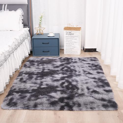 XUEDNGM Hochflor Teppich Wohnzimmer 225 x 305 cm Flauschig Weich Teppiche Seidig Glatte Pelzteppiche Waschbar Flauschig Weich rutschfest Moderne Deko für Wohn Schlafzimmer, Dunkelgrau