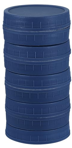 sourcing map 9 Pcs Mason Jar Lids, Wide Mouth Plastic Lids with Silicone Rings, Food Storage Caps Jar Lids for Mason Canning Ball Jar, Dark Blue