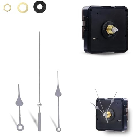 TECHZOCO Mecanismo Movimiento Reloj Cuarzo silencioso, Kit de reparación de Reloj, Reloj creación 3D, manijas Reloj, Movimiento del Reloj, Aguja Minutos 95 mm, Aguja Horas 75 mm, Plateado