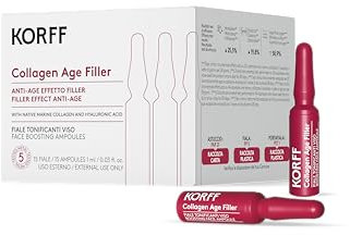 Korff Collagen Age Filler, Fiale Anti-Age a base di Collagene Marino e Acido Ialuronico per Pelle Idratata, Tonica ed Elastica. 15 fiale da 1 ml