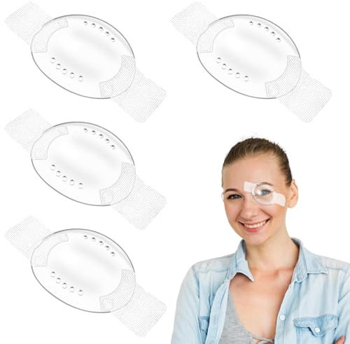 4 Pezzi Maschera oculare trasparente, Protezione per Gli Occhi Porosa in Plastica con Corda Regolabile, Traspirante Protezione Oculare per Dopo l'Intervento Chirurgico