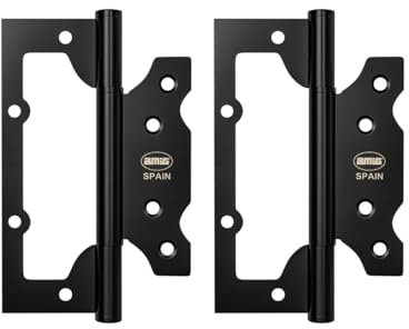 Amig - Pack de 2 Bisagras - 100 x 63,5 x 2,5 mm - Recomendada para su Uso en Puertas- Apertura y Cierre Silencioso - Acero Inoxidable Negro Mate - Incluye Tornillería