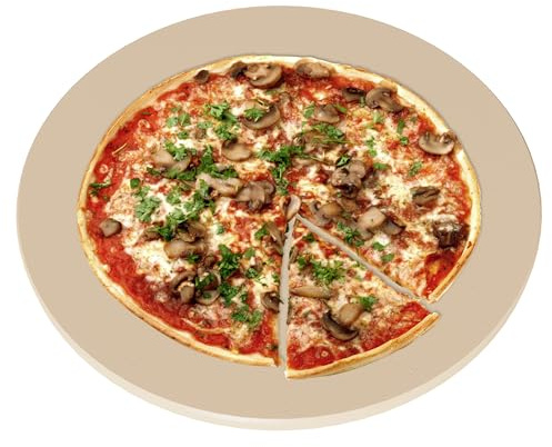LAMPIZZERIA 15 Large Round Pizza Stone for Baking, BBQ & Outdoor Cooking, Cordierite Baking Stone with Sturdy Handles