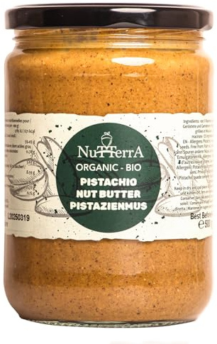 Nutterra - Organic Pistachio Butter 500 g – Smooth & Creamy, No Added Sugar, Non-GMO, Gluten-Free, No Additives or Preservatives