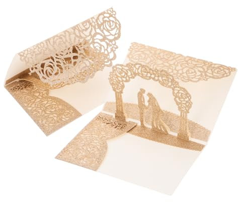 DOITOOL 2stücke Hochzeitseinladungskarten Aus Glitzerndem Papiermaterial Für Hochzeiten Verlobungsfeiern Und Jubiläen Mit Leerem Feld Für Individuelle Nachrichten