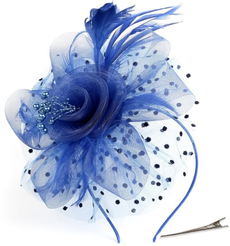 AOWVUTS Fascinators per Capelli da Donna Fascinator Copricapo da Sposa con Clip Fascinatori Cappello Fascia di Fiori di Piume Accessori per Ragazze Cocktail Nozze Festa del Tè