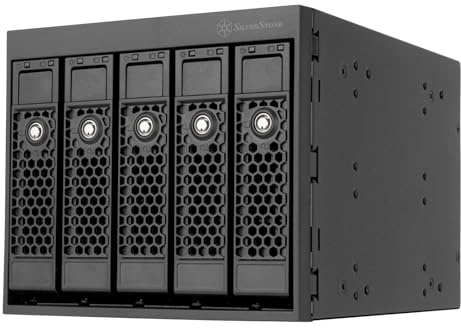 Silverstone SST-FS305B-E -Cage d’Adaptateur Hot-Swap SAS-12G / SATA 6Gbit/s de Trois Baies de 5,25 à Cinq Baies de 3,5, SST-FS305B-E (Noir+Noir)