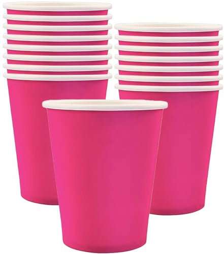 POPOYU MOMAHUA 16 Pièces Gobelets en Papier - Rose Rouge Gobelets en Carton 25cl - Multicolores Tasses de Fête Solides et Épais - Pour Café, Thé, Boissons Froides - Fête Anniversaire Mariage Vacances
