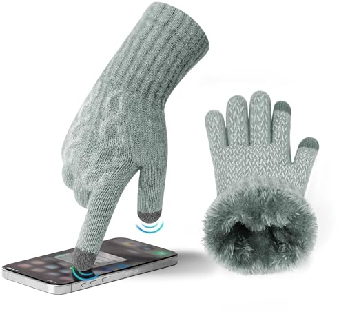 MAGISDU Guantes Mujer Invierno Tactiles Lana de Alpaca Forro Polar Guantes Termicos con Jacquard Antideslizantes para Smartphones y Tabletas Frio Correr Ciclismo Esquiar Nieve Conducir Deporte