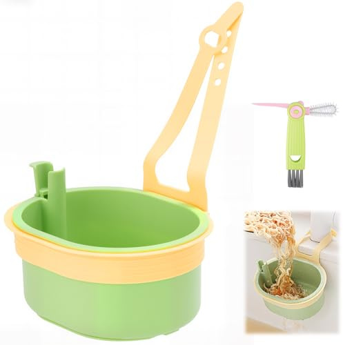 Noosverl Colador de grifo colgante con cepillo de limpieza, Cesta de drenaje de plástico, Colador de fregadero, Eliminación de residuos de cocina(verde)