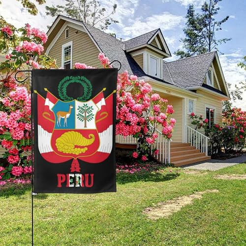 Bandera de jardín de doble cara con el emblema de Perú, 71 x 101 cm, decoración exterior para patio