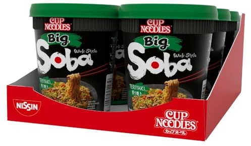 NISSIN Soba Big Teriyaki Instant Wok Style Noodles, 113 g (6-Pack) | Quick & Easy Instant Noodles Meal, Low in Fat, Ready in 3 Minutes, Perfect for On-the-Go, Quick Snack